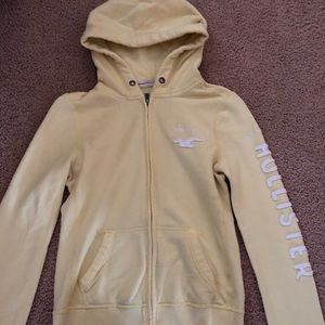 Yellow Hollister zip up sweatshirt
